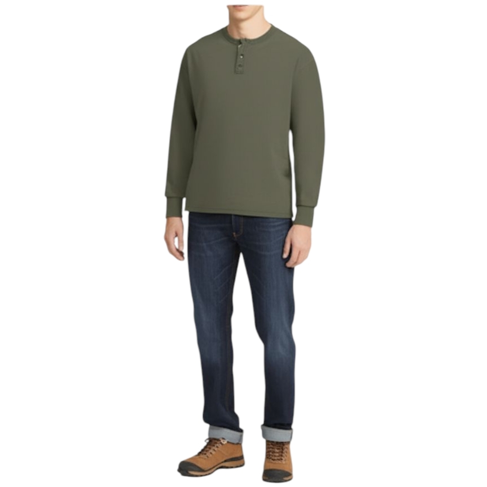 Timberland Weathergear Olive Henley Fleece Size XL GUC